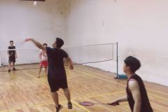 Playing badminton